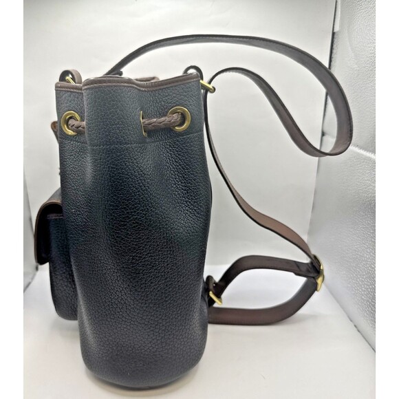 Vintage Dooney & Bourke Drawstring Bucket Bag Backpack purse Black Brown Leather - Picture 3 of 13
